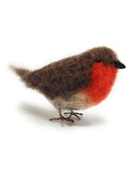 Kit creativo in lana cardata - pettirosso