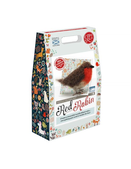 Kit creativo in lana cardata - pettirosso