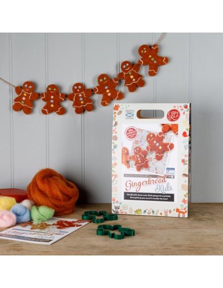 Kit creativo in lana cardata - omini di pan di zenzero