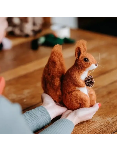 Kit creativo in lana cardata - scoiattolo rosso