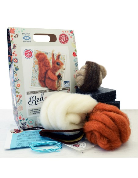 Kit creativo in lana cardata - scoiattolo rosso