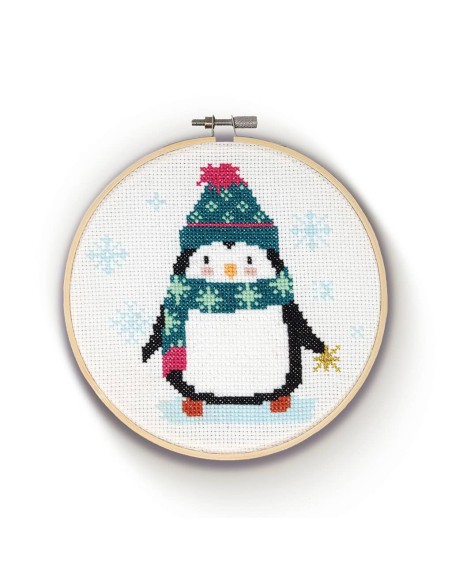 Kit creativo ricamo punto croce - pinguino