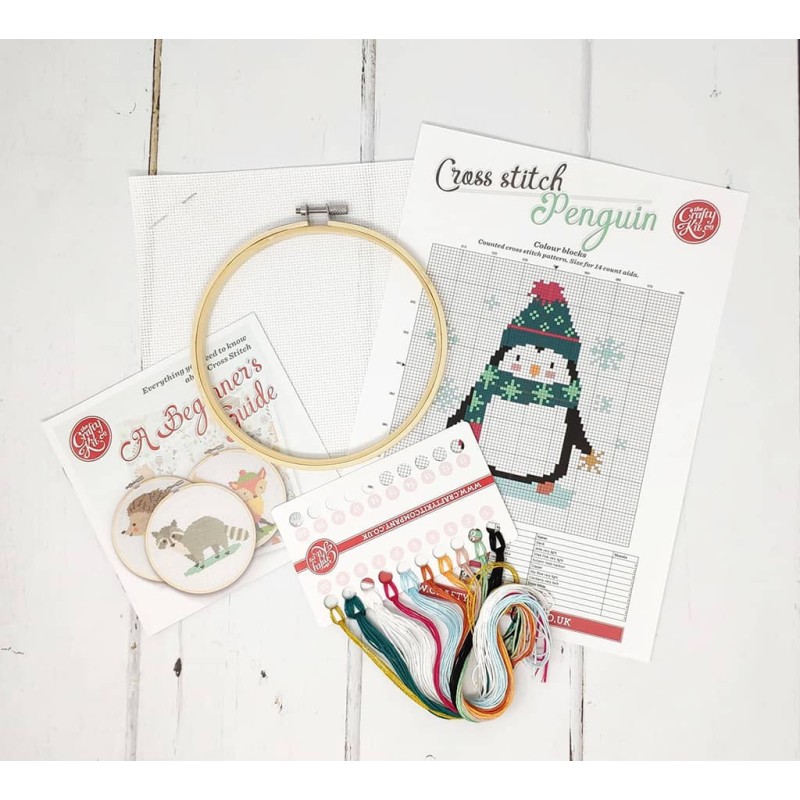 Kit creativo ricamo punto croce - pinguino