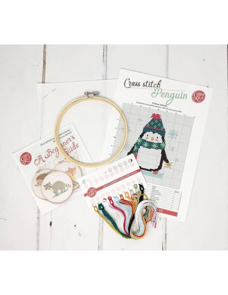 Kit creativo ricamo punto croce - pinguino