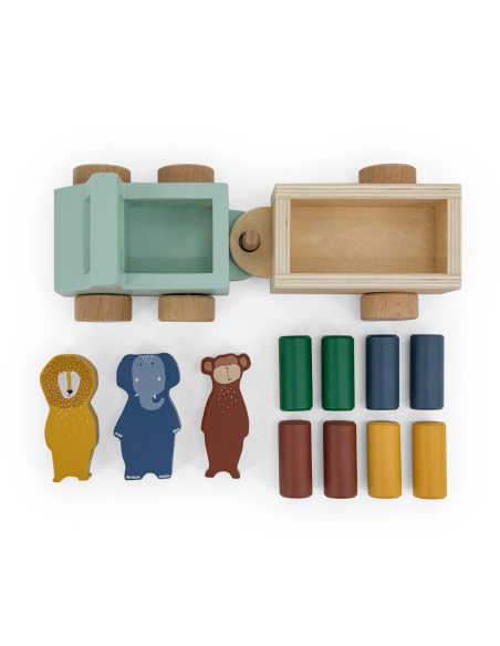 Auto in legno con rimorchio Trixie