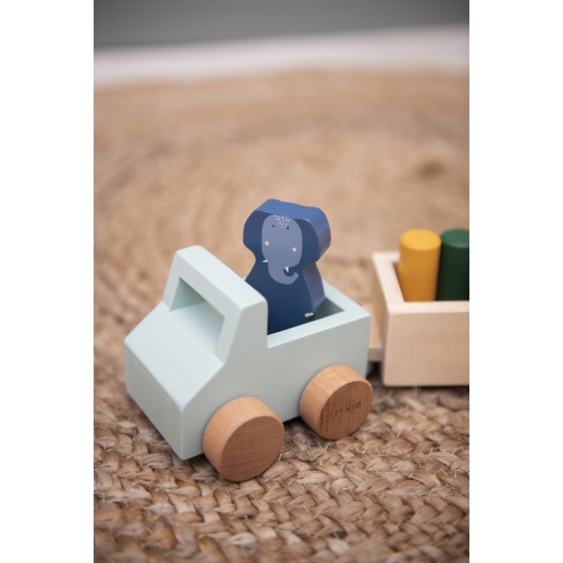 Auto in legno con rimorchio Trixie
